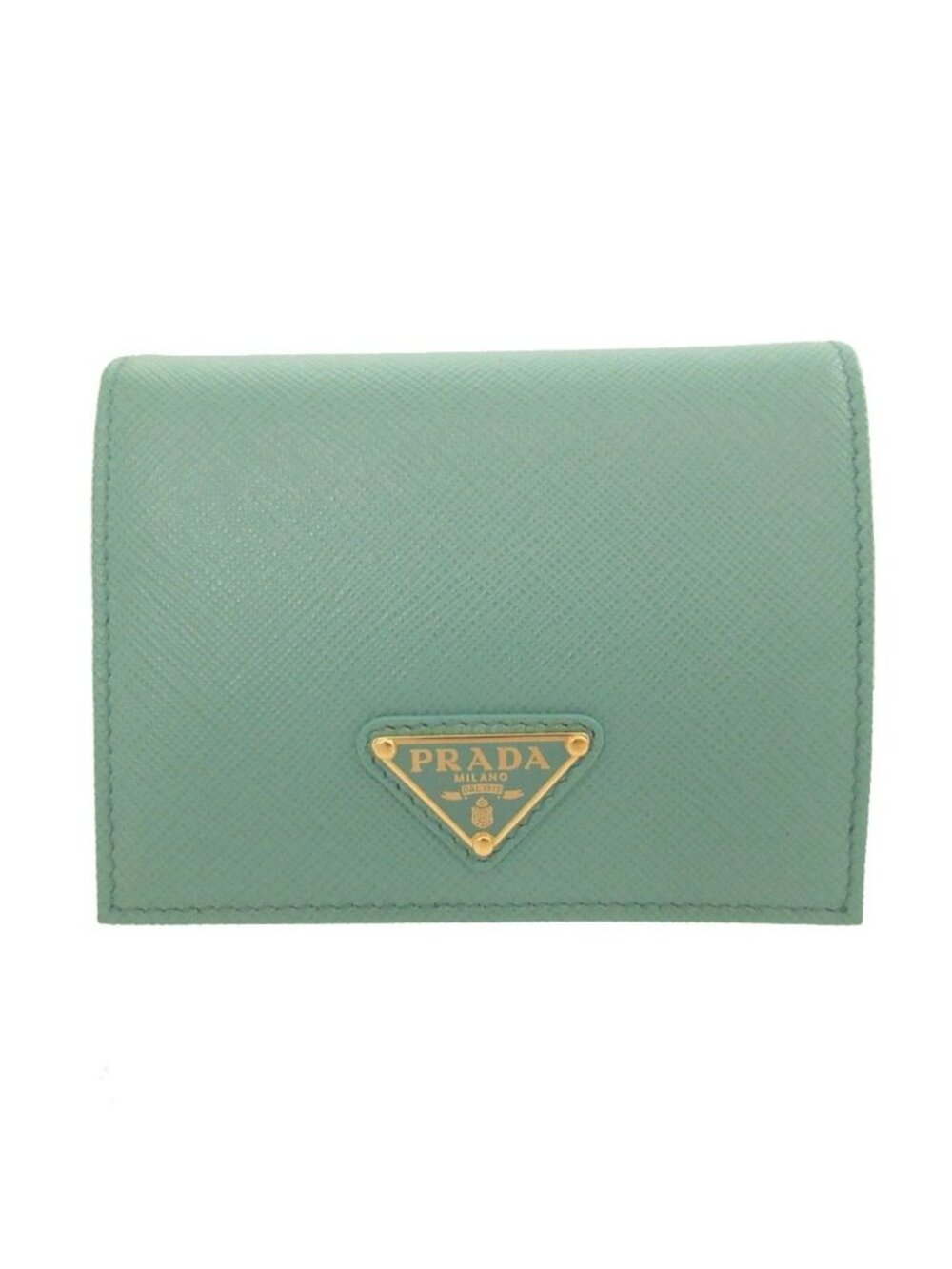 Prada Saffiano Leather Giada Green Bifold Wallet